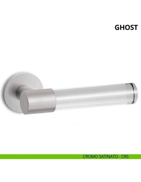 Maniglia per porta interna Ghost Ento rosetta tonda cromo satinato