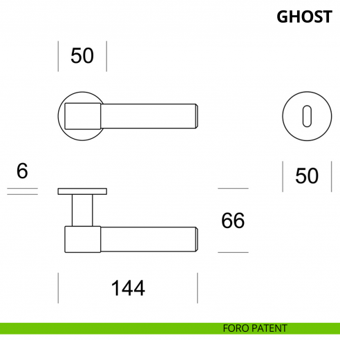 Maniglia per porta interna Ghost Ento rosetta tonda foro patent