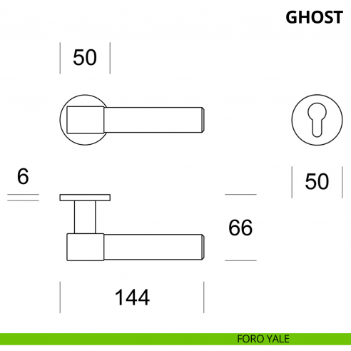 Maniglia per porta interna Ghost Ento rosetta tonda foro yale
