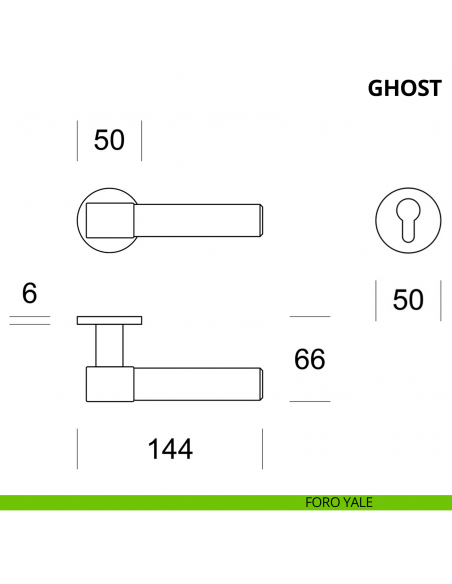 Maniglia per porta interna Ghost Ento rosetta tonda foro yale