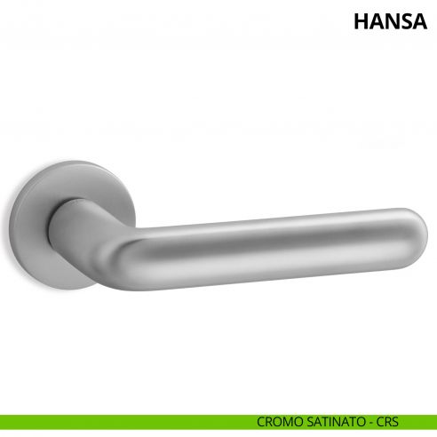 Maniglia per porta interna Hansa Ento rosetta tonda cromo satinato