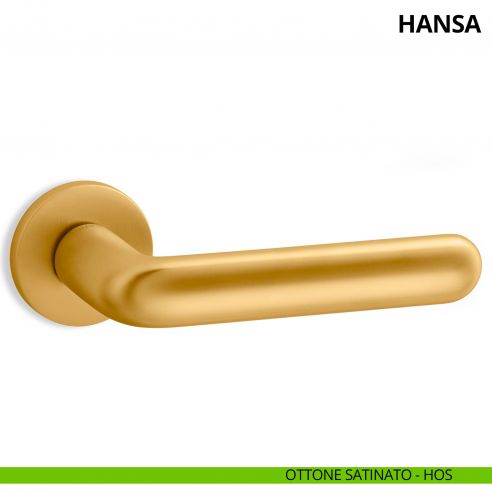 Maniglia per porta interna Hansa Ento rosetta tonda ottone satinato