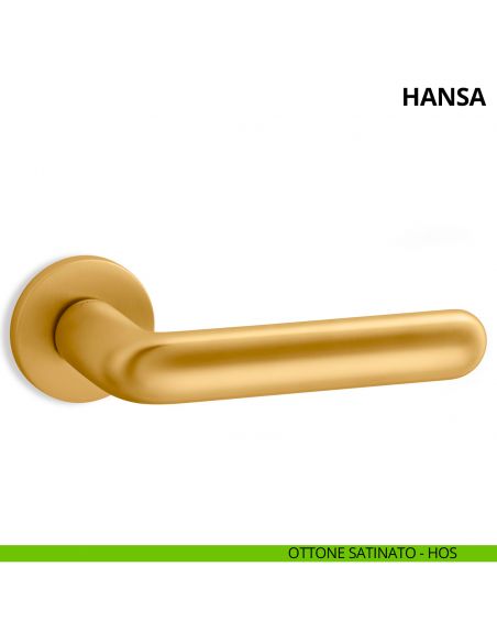 Maniglia per porta interna Hansa Ento rosetta tonda ottone satinato