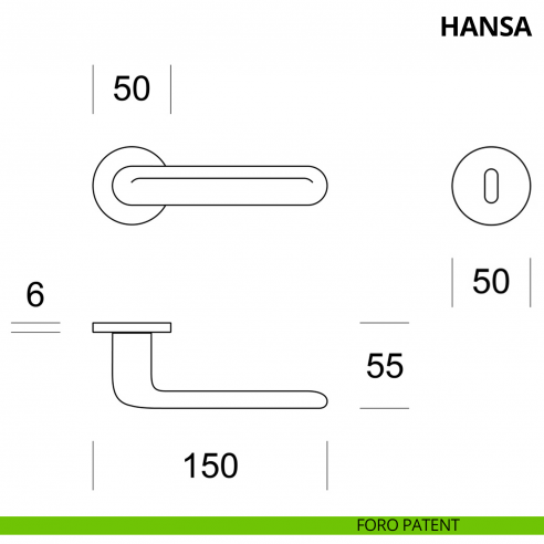 Maniglia per porta interna Hansa Ento rosetta tonda foro patent