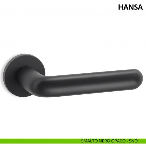 Maniglia per porta interna Hansa Ento rosetta tonda smalto nero opaco