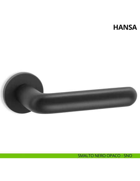 Maniglia per porta interna Hansa Ento rosetta tonda smalto nero opaco