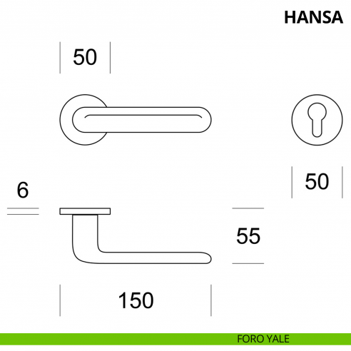 Maniglia per porta interna Hansa Ento rosetta tonda foro yale