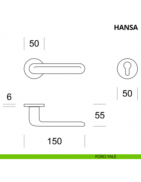 Maniglia per porta interna Hansa Ento rosetta tonda foro yale