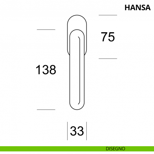 Maniglia per finestra martellina DK Hansa Ento disegno