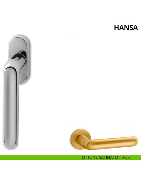 Maniglia per finestra martellina DK Hansa Ento ottone satinato