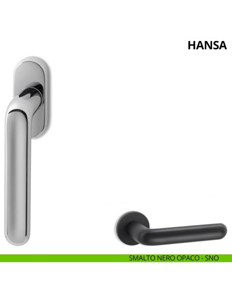 Maniglia per finestra martellina DK Hansa Ento smalto nero opaco