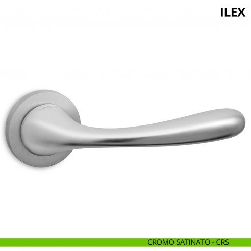Maniglia per porta interna Ilex Ento rosetta tonda cromo satinato