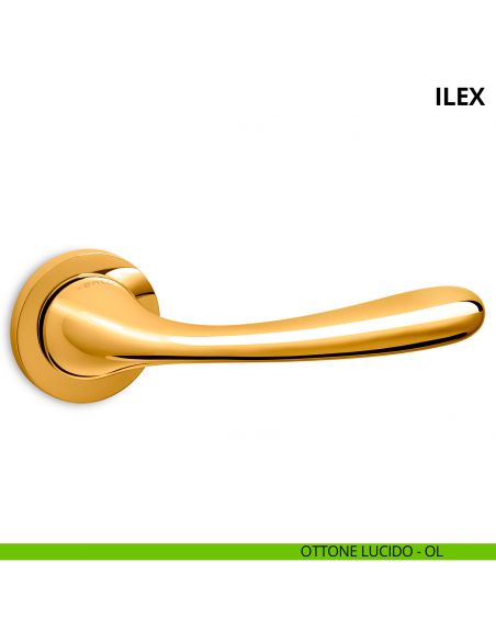 Maniglia per porta interna Ilex Ento rosetta tonda ottone lucido
