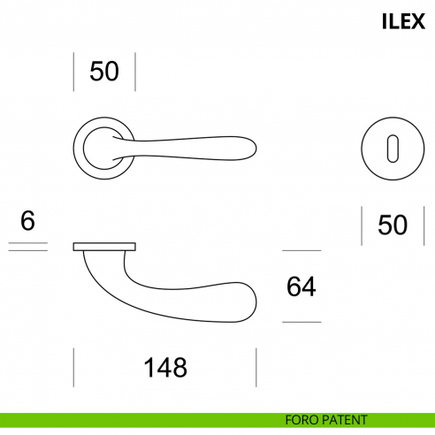 Maniglia per porta interna Ilex Ento rosetta tonda foro patent