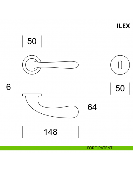 Maniglia per porta interna Ilex Ento rosetta tonda foro patent