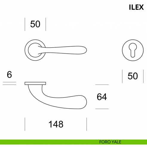 Maniglia per porta interna Ilex Ento rosetta tonda foro yale