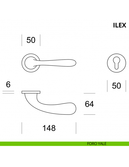 Maniglia per porta interna Ilex Ento rosetta tonda foro yale