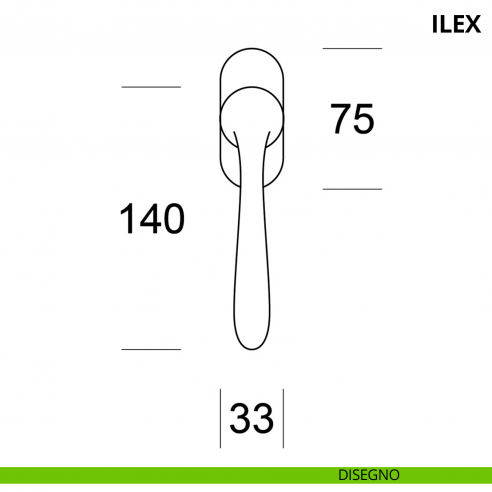 Maniglia per finestra martellina DK Ilex Ento disegno