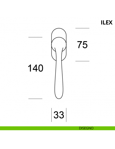 Maniglia per finestra martellina DK Ilex Ento disegno
