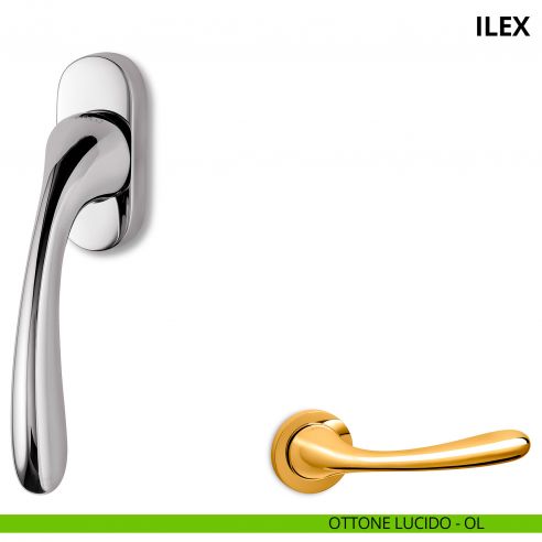 Maniglia per finestra martellina DK Ilex Ento ottone lucido