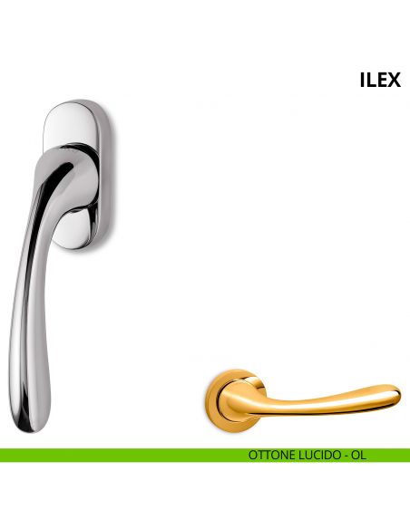 Maniglia per finestra martellina DK Ilex Ento ottone lucido
