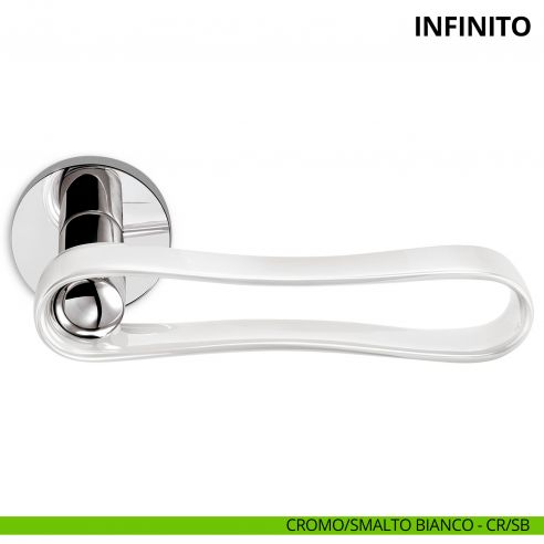 Maniglia per porta interna Infinito Ento rosetta tonda cromo/smalto bianco