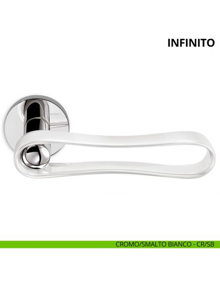 Maniglia per porta interna Infinito Ento rosetta tonda cromo/smalto bianco