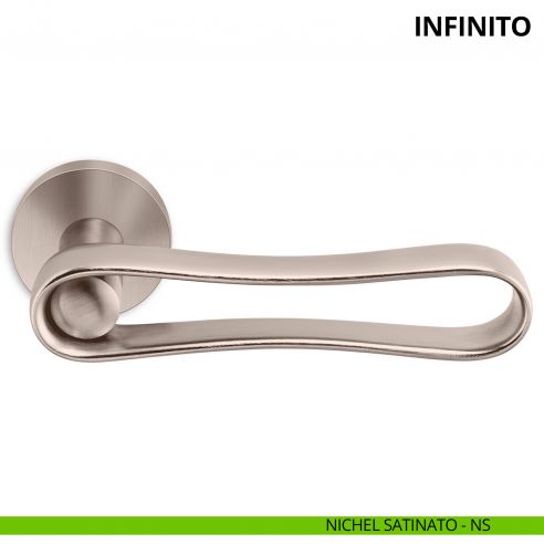 Maniglia per porta interna Infinito Ento rosetta tonda nichel satinato