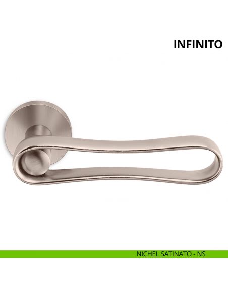 Maniglia per porta interna Infinito Ento rosetta tonda nichel satinato