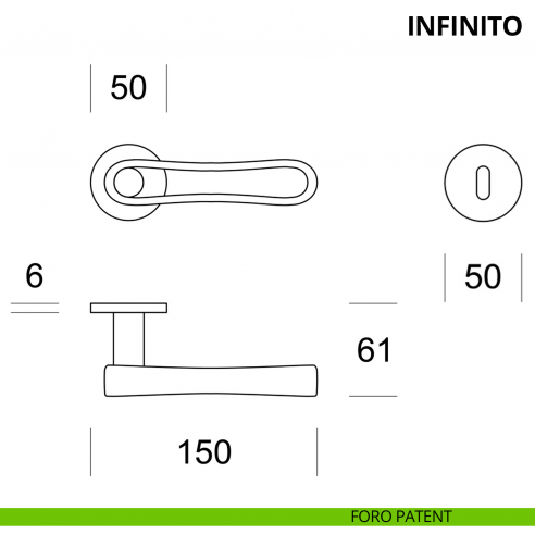 Maniglia per porta interna Infinito Ento rosetta tonda foro patent