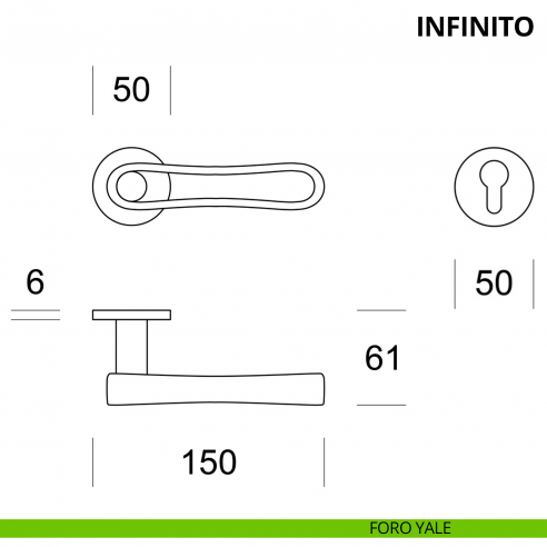 Maniglia per porta interna Infinito Ento rosetta tonda foro yale