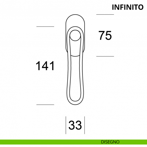 Maniglia per finestra martellina DK Infinito Ento disegno