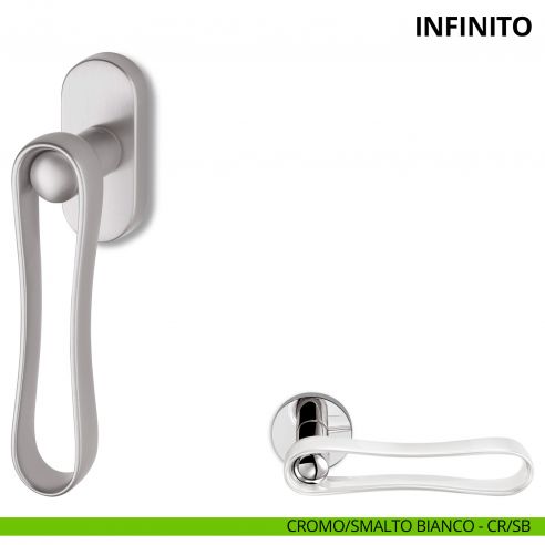 Maniglia per finestra martellina DK Infinito Ento cromo/smalto bianco