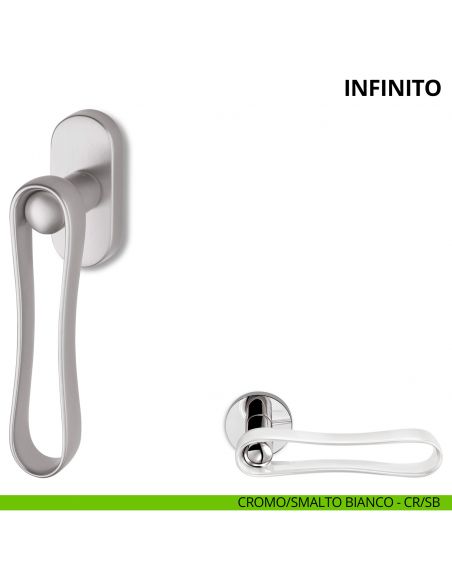 Maniglia per finestra martellina DK Infinito Ento cromo/smalto bianco