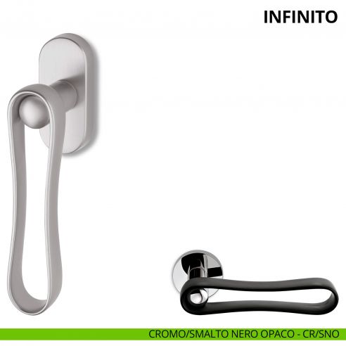 Maniglia per finestra martellina DK Infinito Ento cromo/smalto nero
