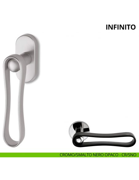 Maniglia per finestra martellina DK Infinito Ento cromo/smalto nero