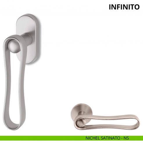 Maniglia per finestra martellina DK Infinito Ento nichel satinato