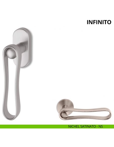 Maniglia per finestra martellina DK Infinito Ento nichel satinato