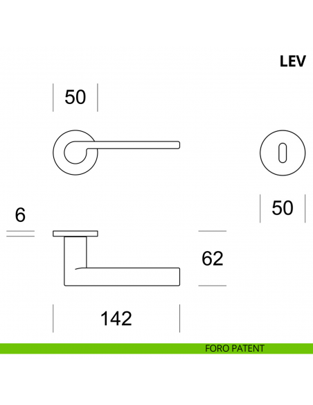 Maniglia per porta interna Lev Ento rosetta tonda foro patent