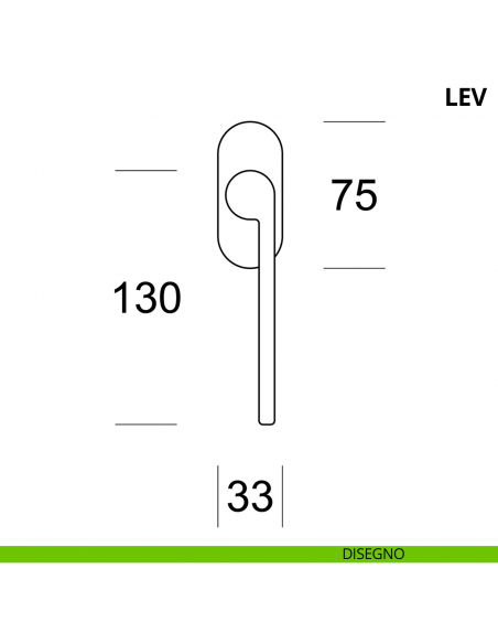 Maniglia per finestra martellina DK Lev Ento disegno
