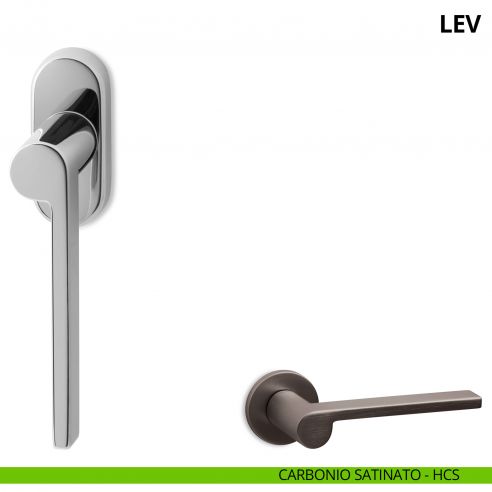 Maniglia per finestra martellina DK Lev Ento carbonio satinato