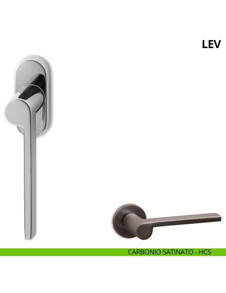 Maniglia per finestra martellina DK Lev Ento carbonio satinato