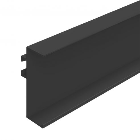 Profilo gola sottotop per cucina altezza 48 mm in alluminio fissaggio con clip Gap Italia PG235 - nero opaco RAL 9005