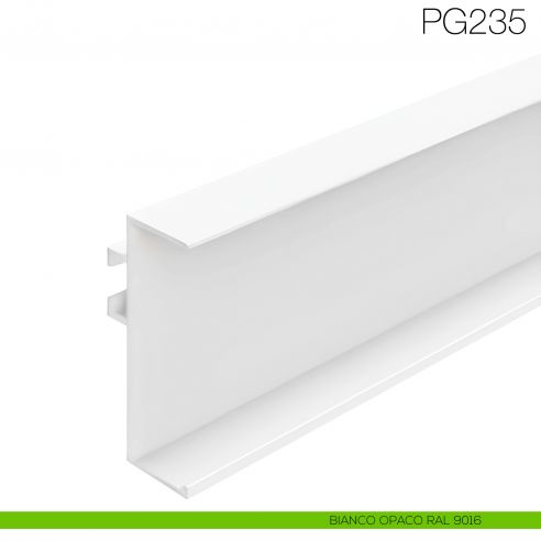 Profilo gola orizzontale e verticale in alluminio altezza 48 mm per cucina fissaggio con clip - bianco opaco RAL 9016