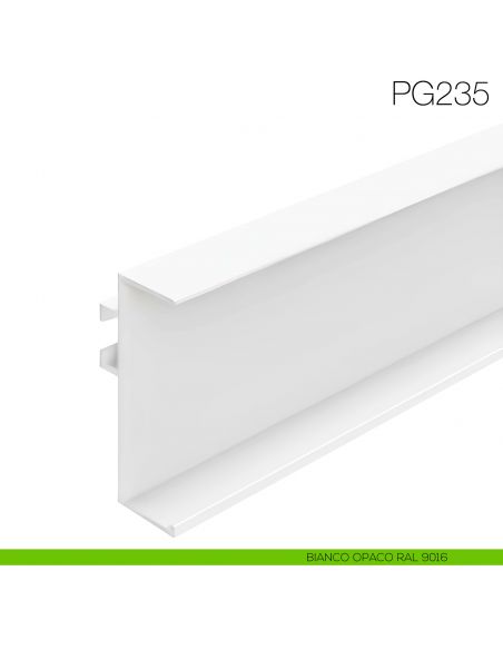 Profilo gola orizzontale e verticale in alluminio altezza 48 mm per cucina fissaggio con clip - bianco opaco RAL 9016