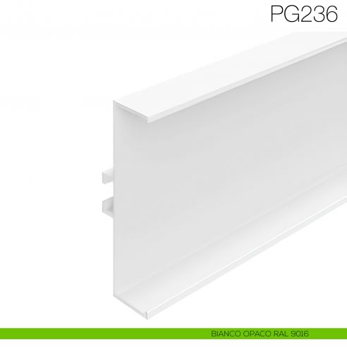 Profilo gola cassettiera per cucina altezza 66 mm in alluminio fissaggio con clip Gap Italia PG236 - bianco opaco RAL 9016