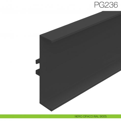 Profilo gola orizzontale e verticale in alluminio altezza 66 mm per cucina fissaggio con clip - nero opaco RAL 9016