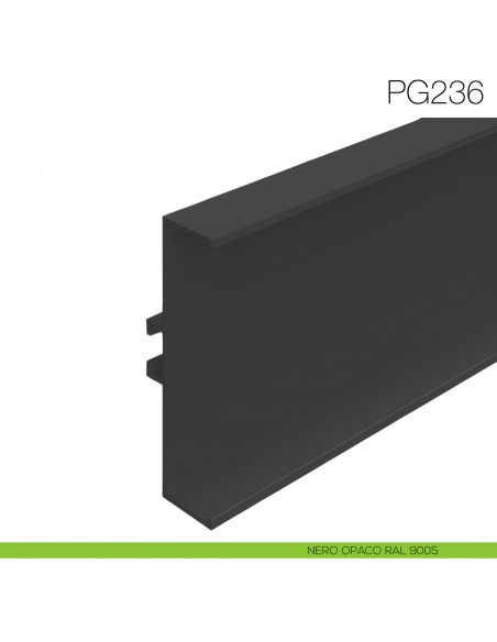 Profilo gola orizzontale e verticale in alluminio altezza 66 mm per cucina fissaggio con clip - nero opaco RAL 9016