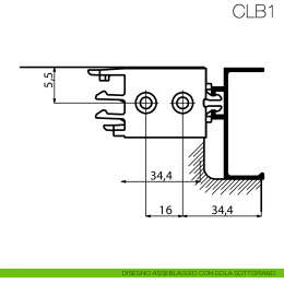 Fissaggio Clip Art per profilo gola in alluminio per cucina Gap Italia CLB1 2