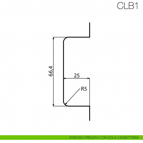 Fissaggio Clip Art per profilo gola in alluminio per cucina Gap Italia CLB1 - fresata con gola cassettiera